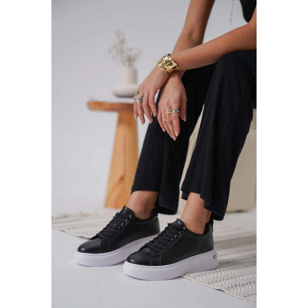 Nova Kadın Gümüş Detaylı Siyah Sneaker