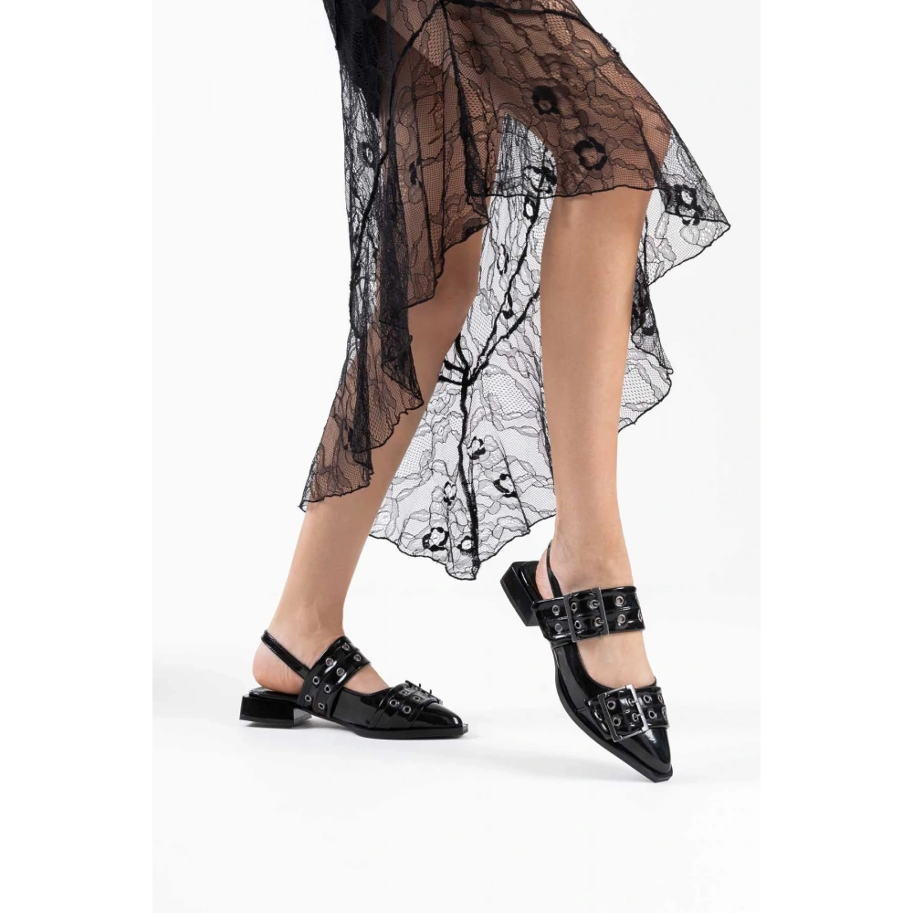 Pony Siyah Rugan Kemer Detaylı Kadın Topuklu Ayakkabı