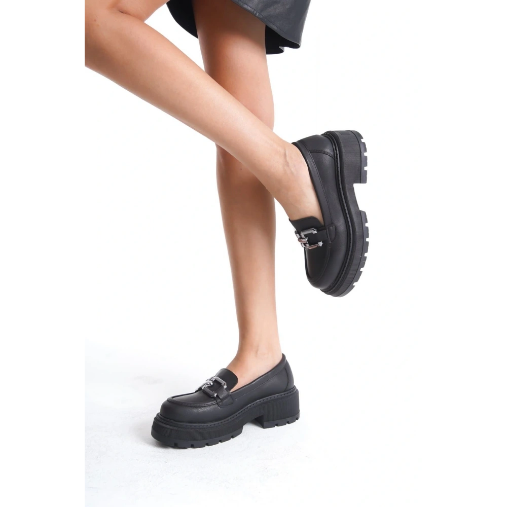 Terry Cilt Siyah Kadın Loafer