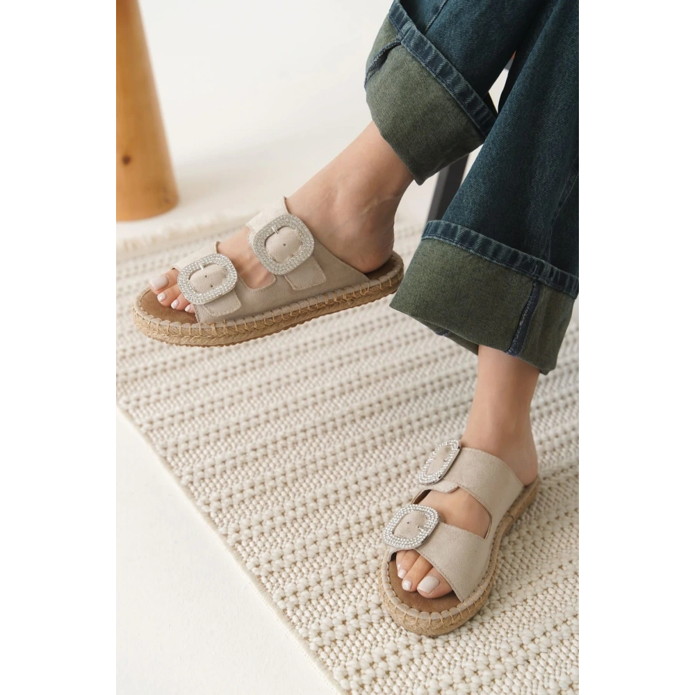Süet Bej Taşlı Kadın Terlik TR35MY05B