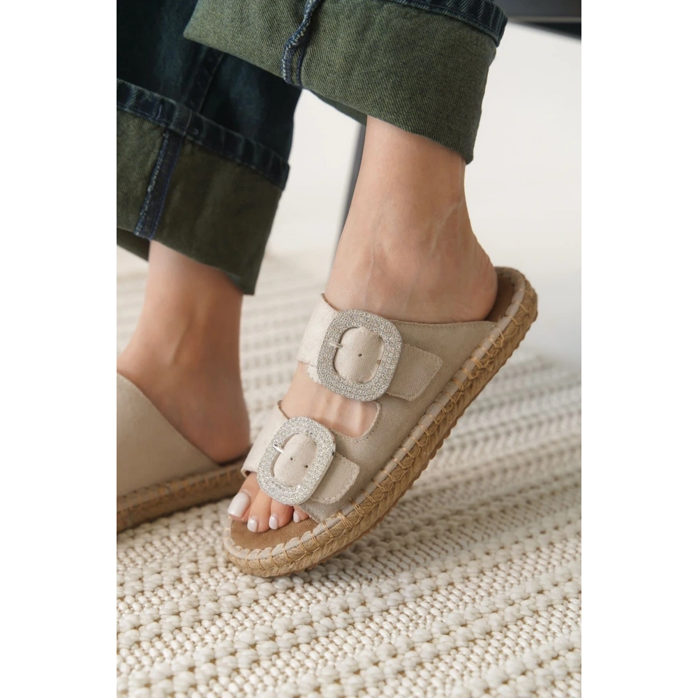 Süet Bej Taşlı Kadın Terlik TR35MY05B