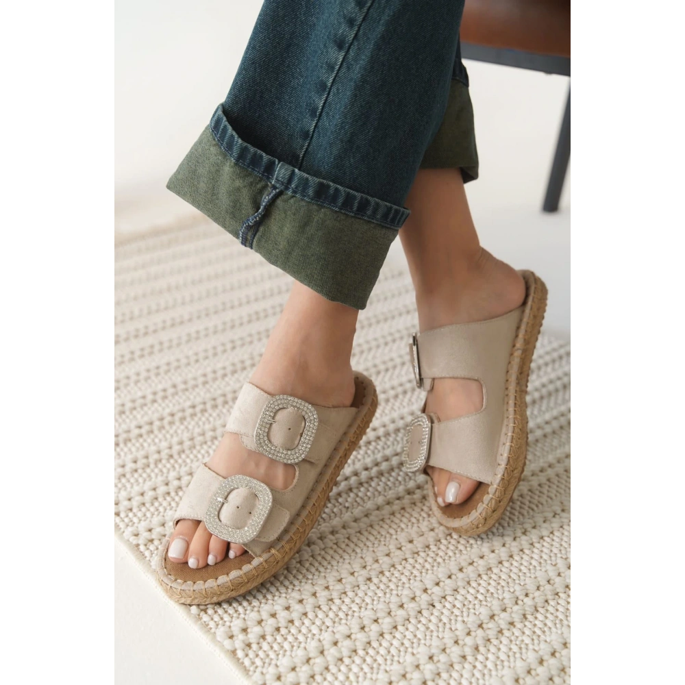 Süet Bej Taşlı Kadın Terlik TR35MY05B