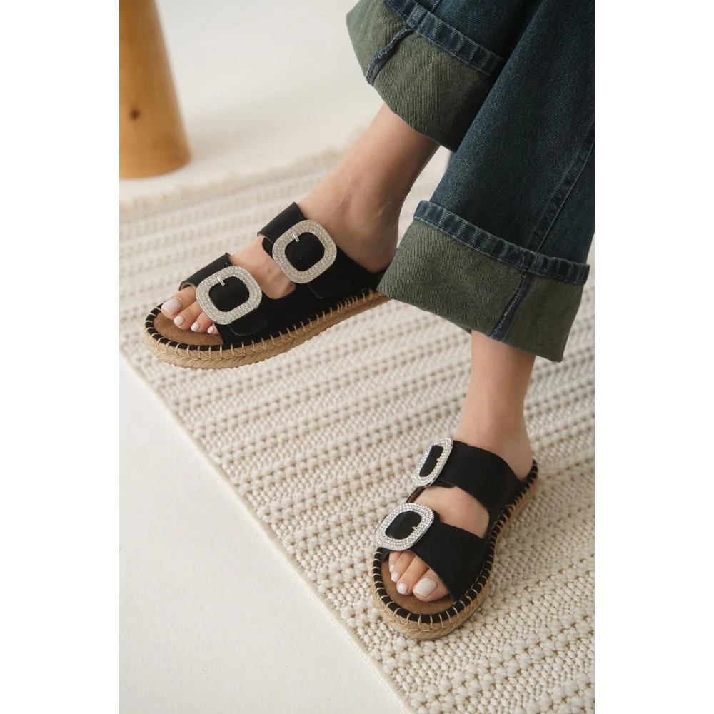 Süet Siyah Taşlı Kadın Terlik TR35MY05A