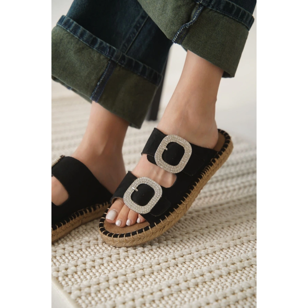 Süet Siyah Taşlı Kadın Terlik TR35MY05A