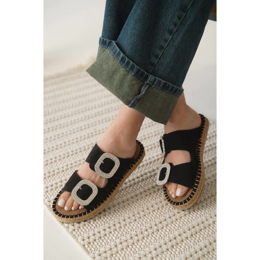 Süet Siyah Taşlı Kadın Terlik TR35MY05A