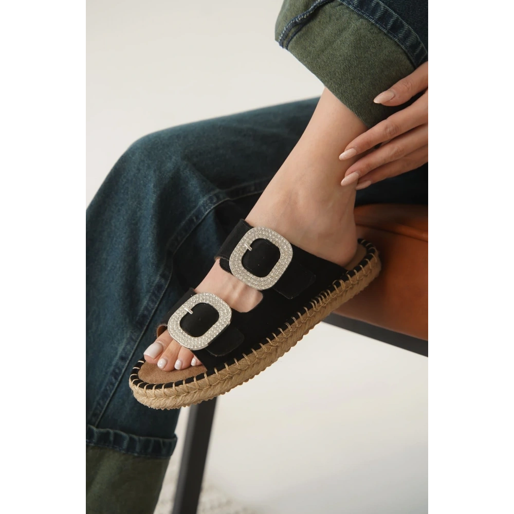 Süet Siyah Taşlı Kadın Terlik TR35MY05A