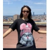 Bertha Kadın Siyah Kedi Baskılı T-shirt