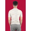 Clay Erkek Bej/Beyaz Çizgili T-shirt