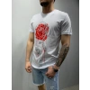Erkek Beyaz Gül Baskılı T-shirt