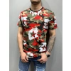 Erkek Beyaz Yıldızlı Kırmızılı Kamuflaj T-shirt