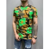 Erkek Yeşil Yıldızlı Kamuflaj T-shirt