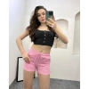 Kadın Pembe Penye Şort