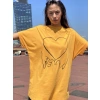 Kadın Sarı Kalp Baskılı T-shirt
