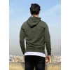 Mickey Erkek Haki Yeşil Kapşonlu Sweatshirt
