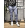 Shaun Erkek Mavi Jogger Kareli Pantolon