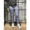 Shaun Erkek Mavi Jogger Kareli Pantolon