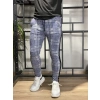 Shaun Erkek Mavi Jogger Kareli Pantolon