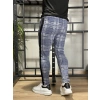 Shaun Erkek Mavi Jogger Kareli Pantolon
