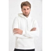 Tulnn Şardonlu Kapüşonlu Erkek Sweatshirt Beyaz