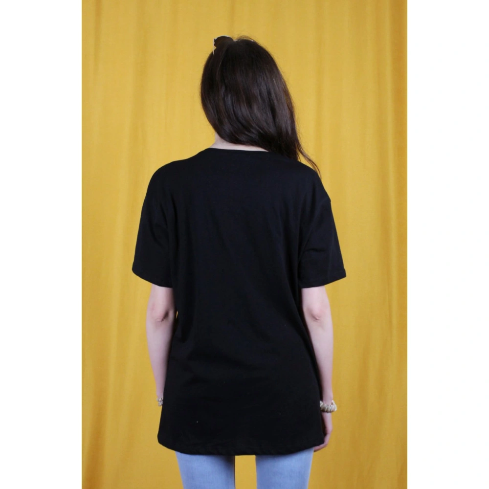 Bertha Kadın Siyah Kedi Baskılı T-shirt