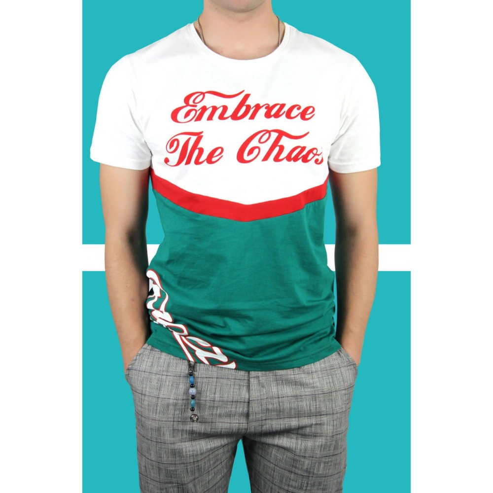 Beyaz-Yeşil Baskılı Tshirt