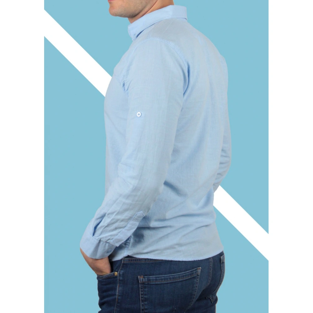Chung Erkek Açık Mavi Keten Gömlek