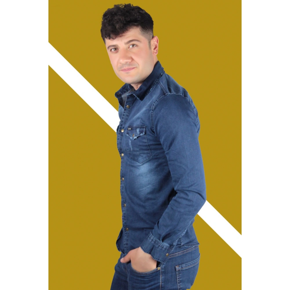 Clark Erkek Lacivert Kot Gömlek