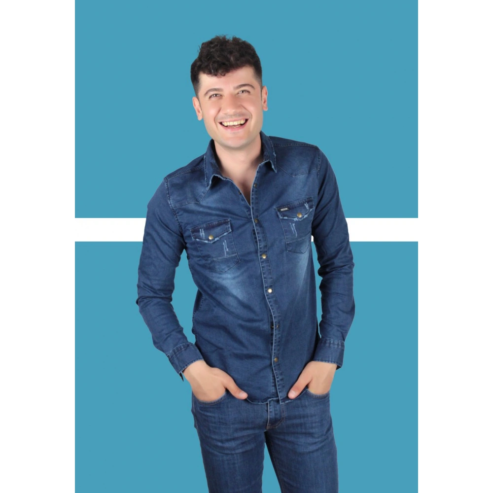 Clark Erkek Lacivert Kot Gömlek