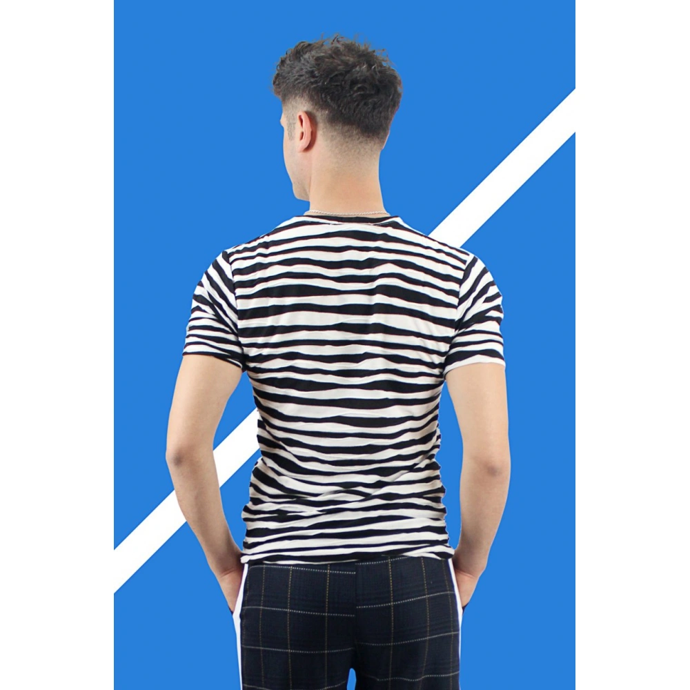 Clement Erkek Siyah/Beyaz Çizgili T-shirt