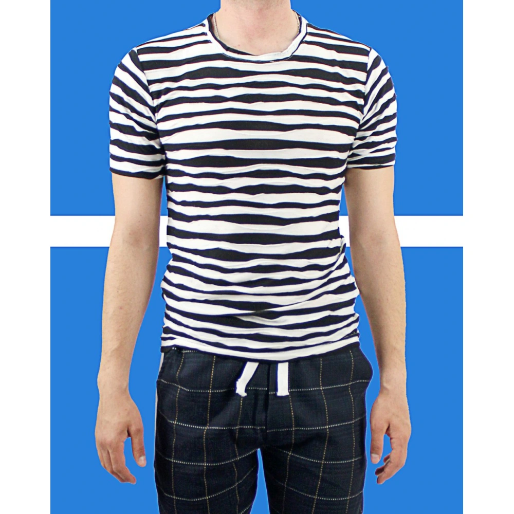 Clement Erkek Siyah/Beyaz Çizgili T-shirt