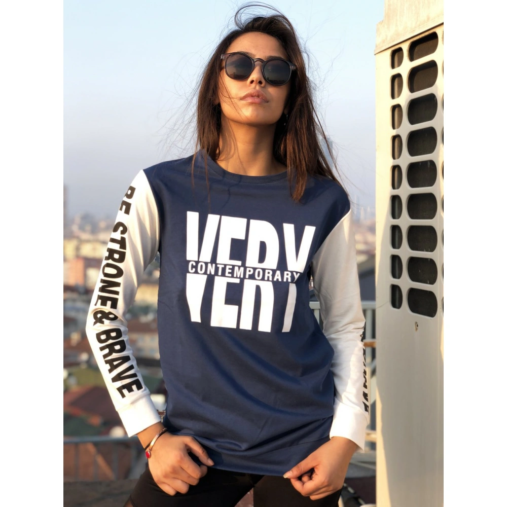 Edmonda Lacivert/Beyaz Kadın Sweat