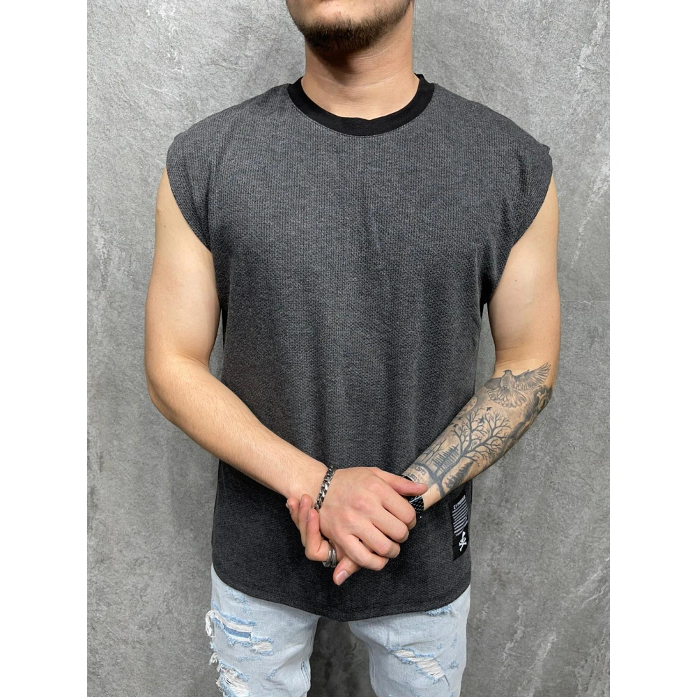 Erkek Antrasit Sıfır Kol Tshirt