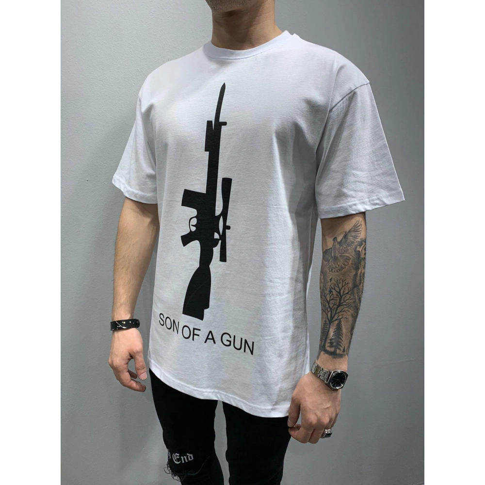 Erkek Beyaz Baskılı T-shirt