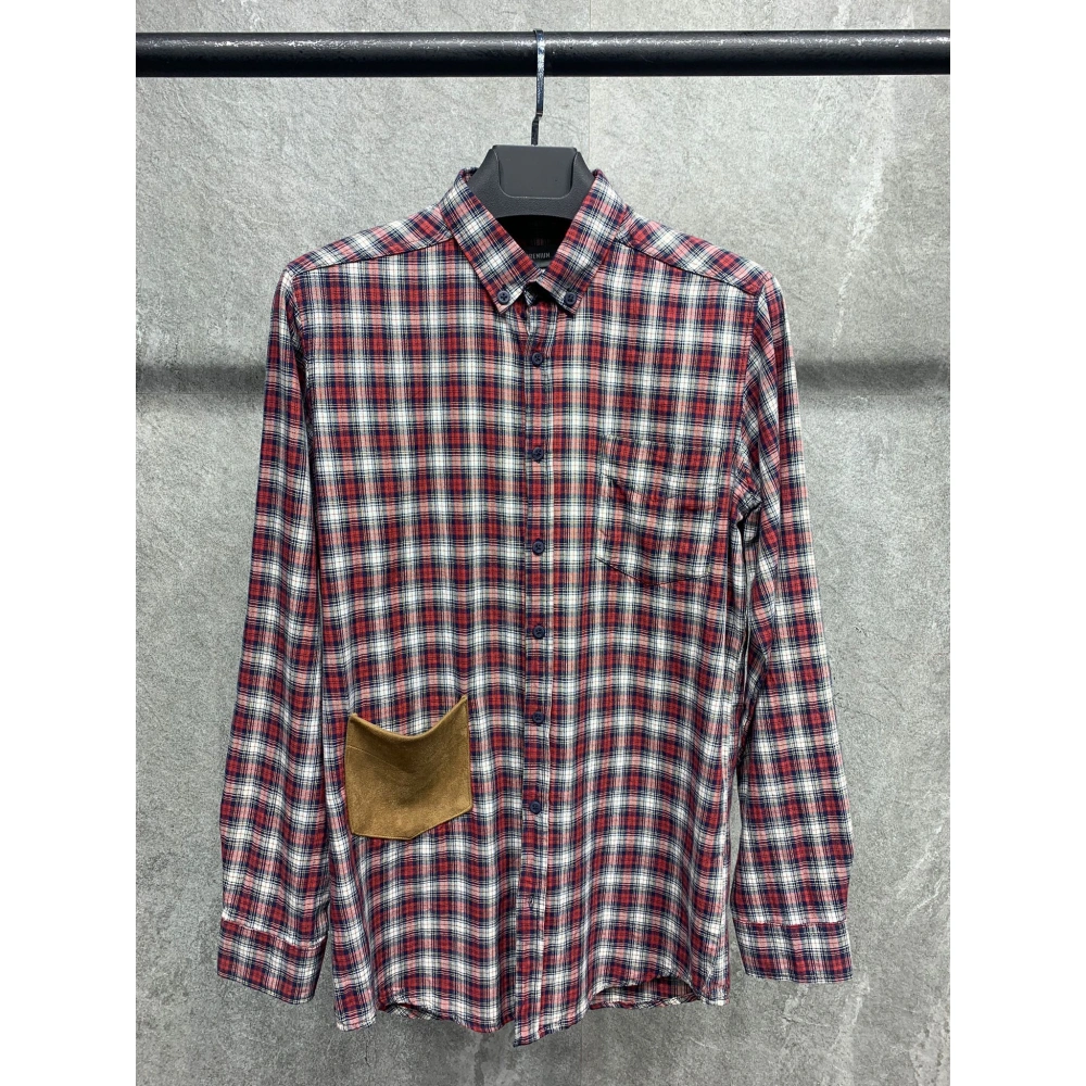 Erkek Cep Detaylı Kırmızı Ekose Gömlek