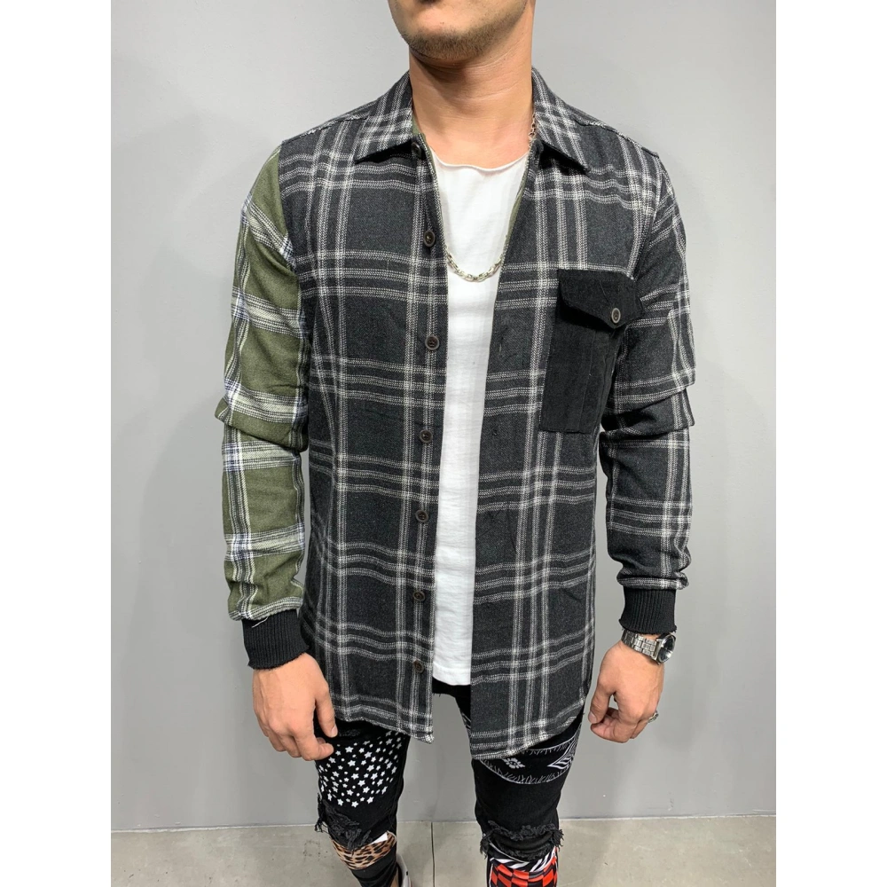 Erkek Haki Ekose Gömlek