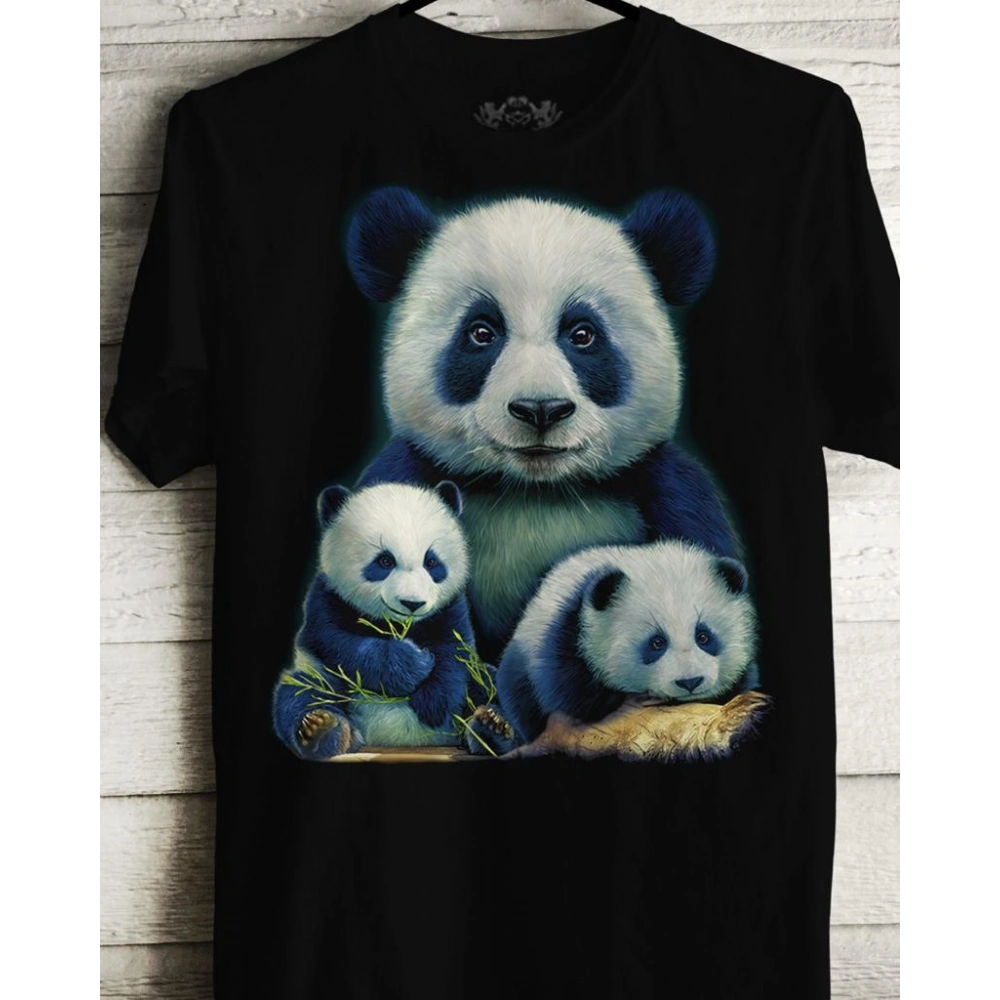 Erkek Panda Baskılı T-shirt
