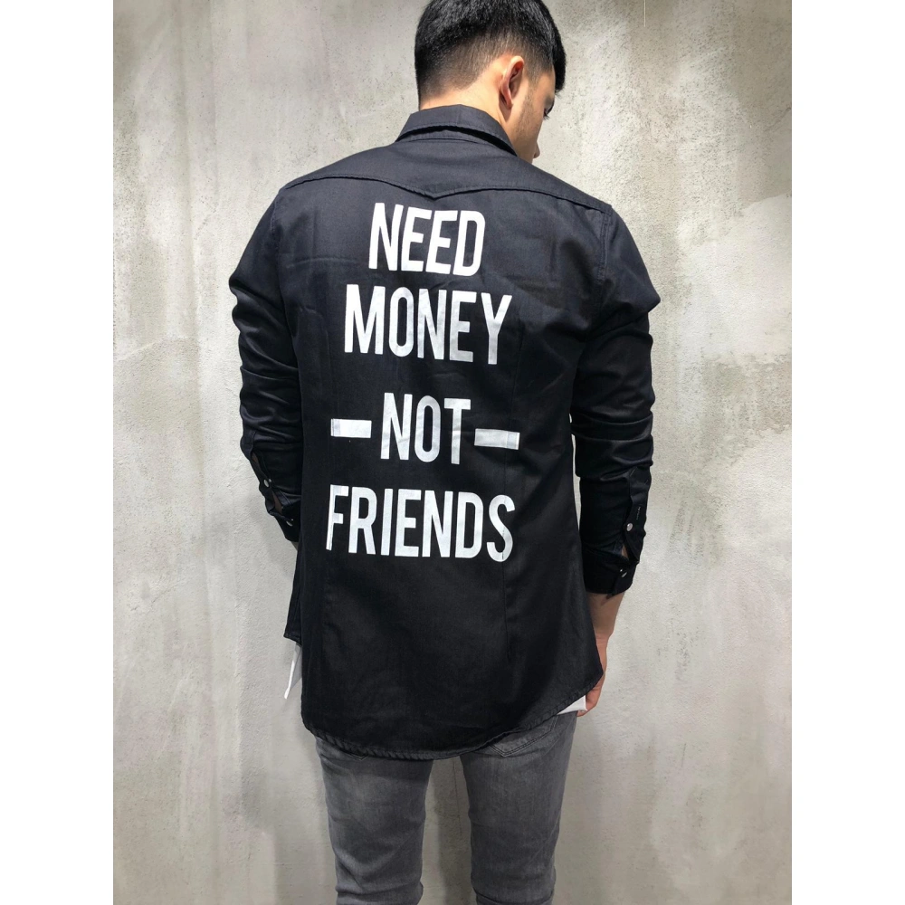 Erkek Siyah Baskılı Gömlek