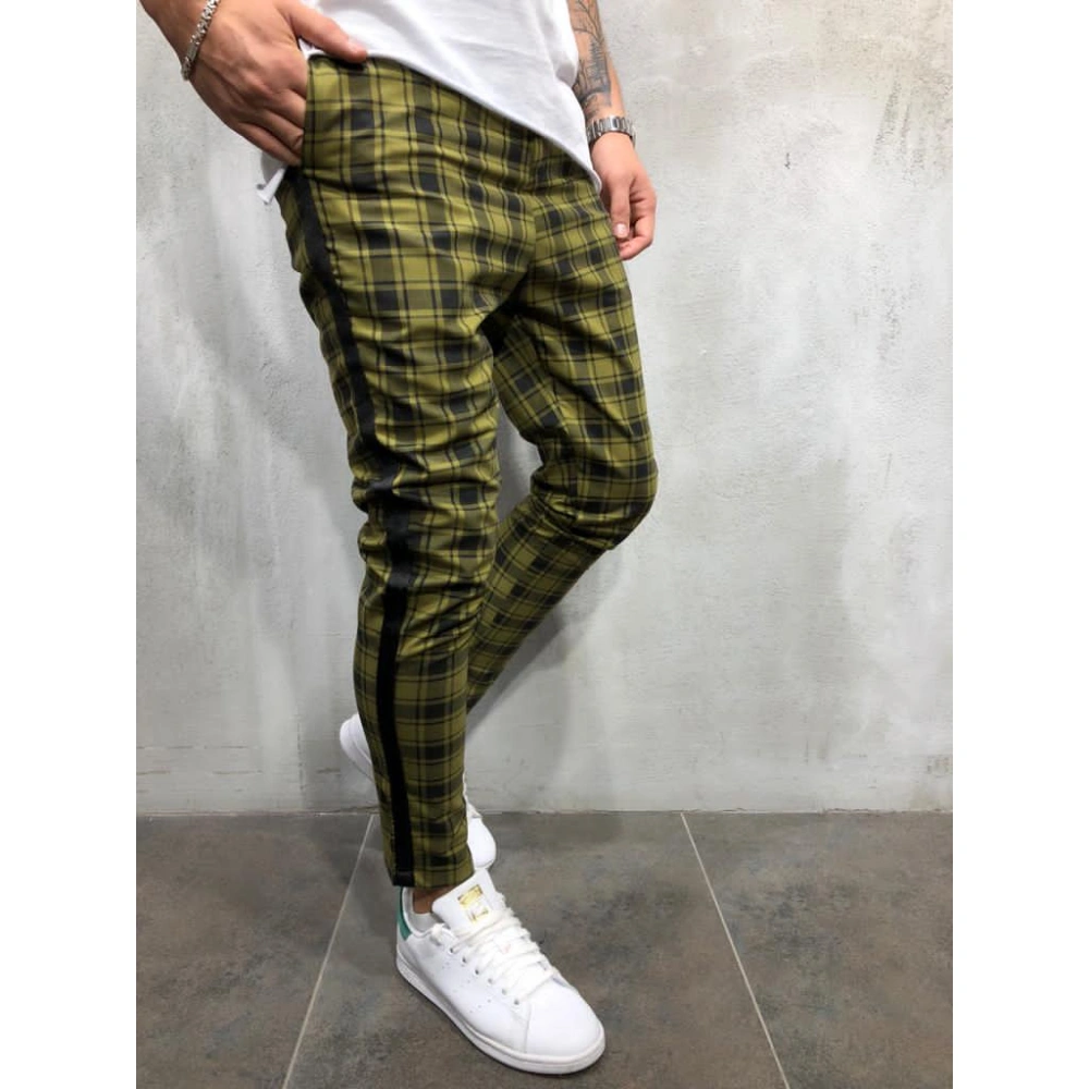 Erkek Yeşil Ekose Jogger Pantolon