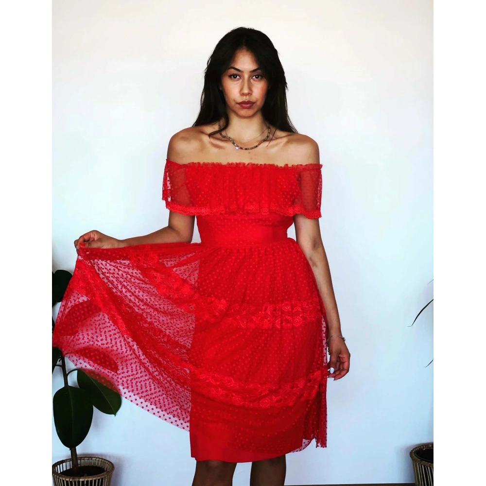 Hodierna Kadın Kırmızı Uzun Elbise