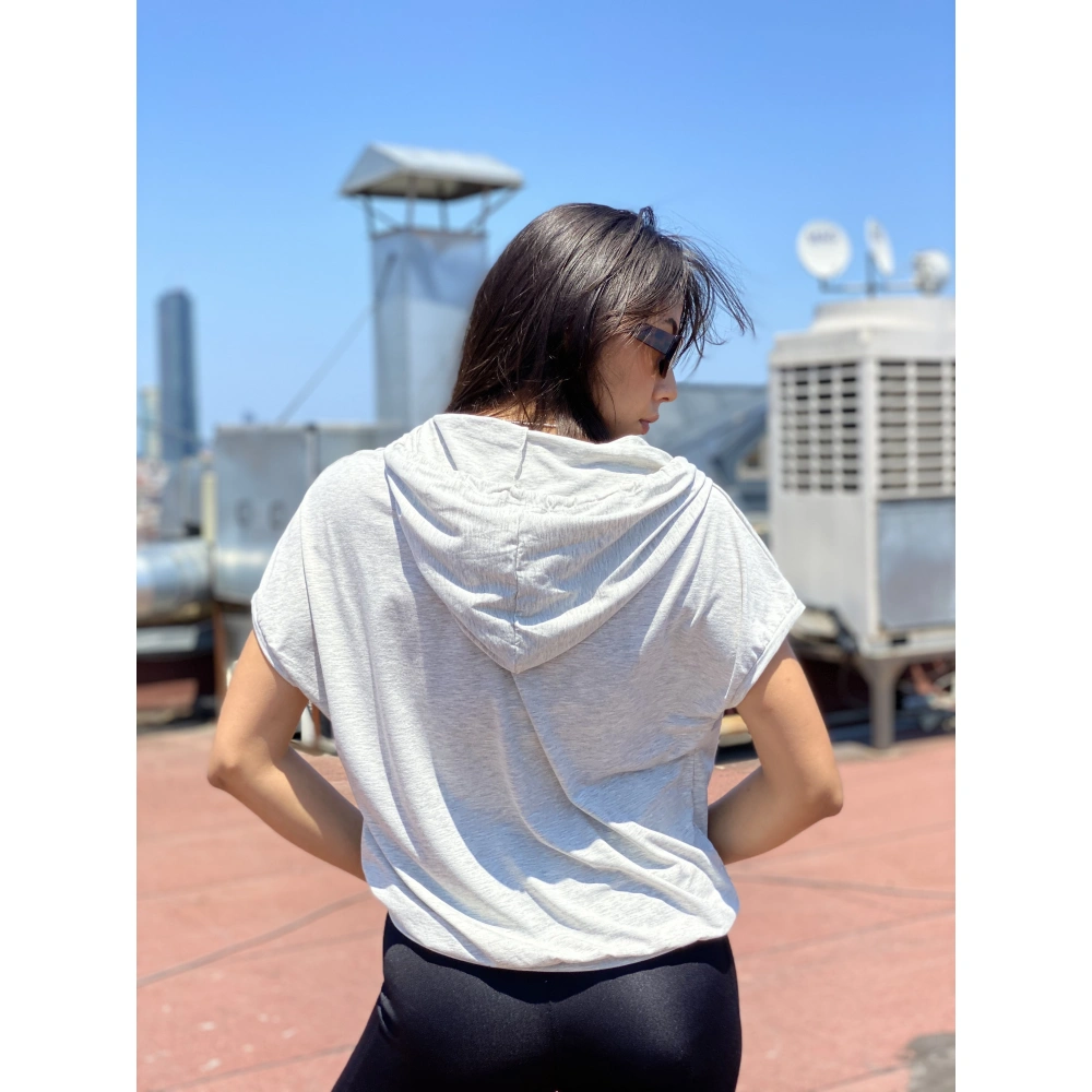 Joan Gri Kapşonlu Kadın Tshirt