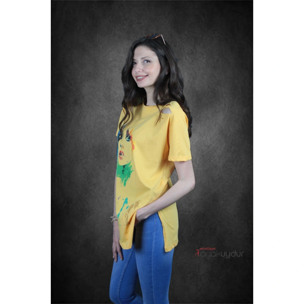 Josefina Kadın Sarı Baskılı T-shirt