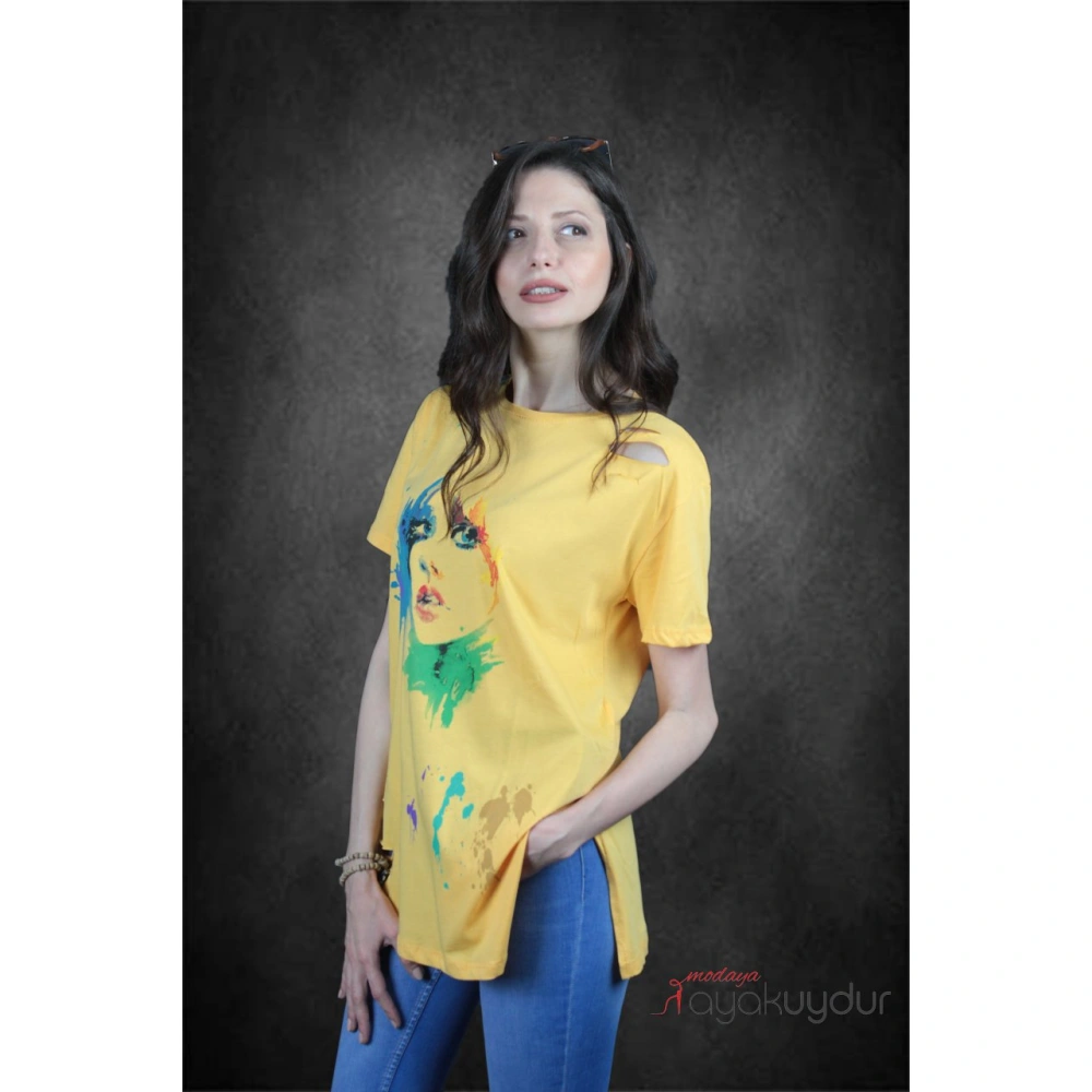 Josefina Kadın Sarı Baskılı T-shirt