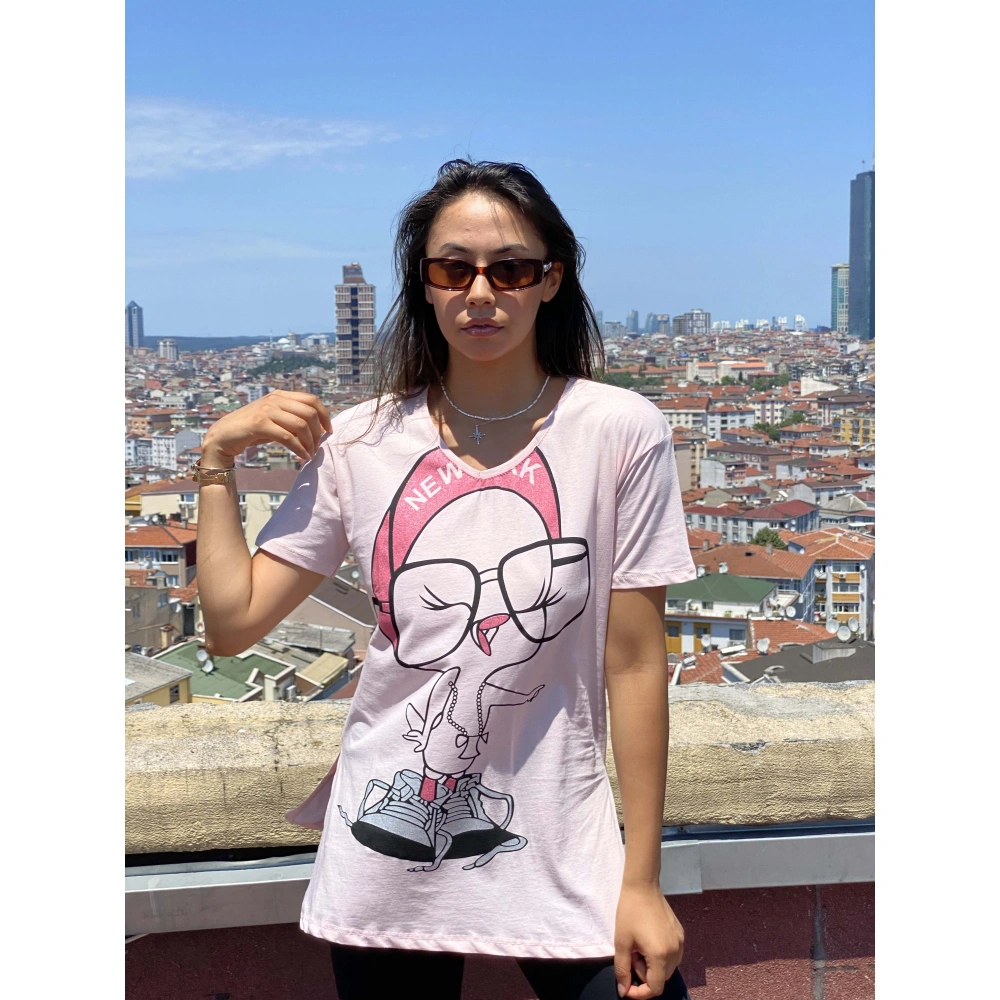 Joyce Kadın Pembe Baskılı T-shirt