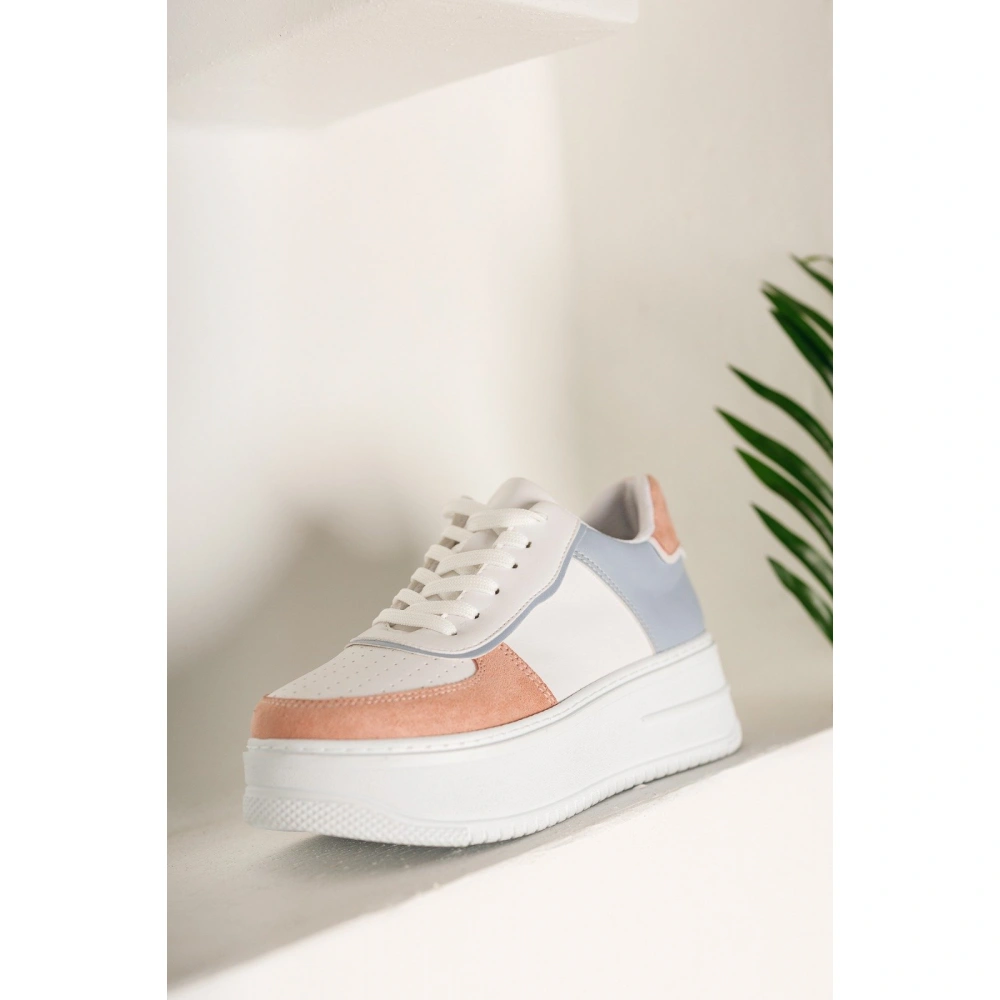 Kadın Beyaz-Mavi-Pembe Spor Ayakkabı