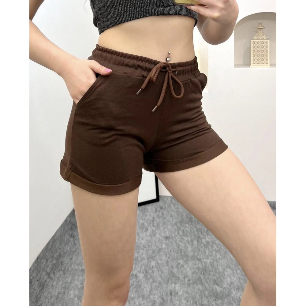 Kadın Kahverengi Penye Şort