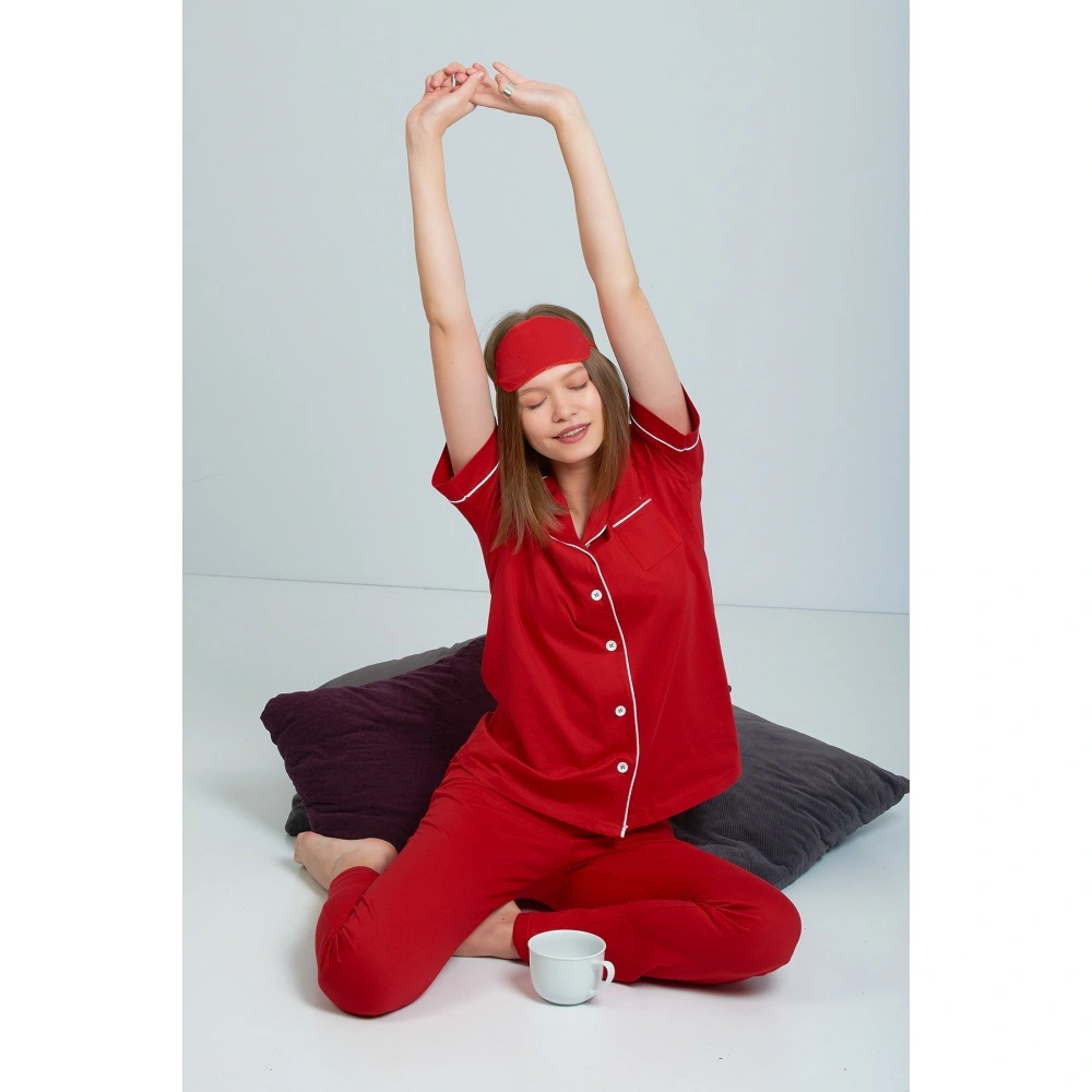 Kadın Kırmızı Deluxe Pijama Takımı