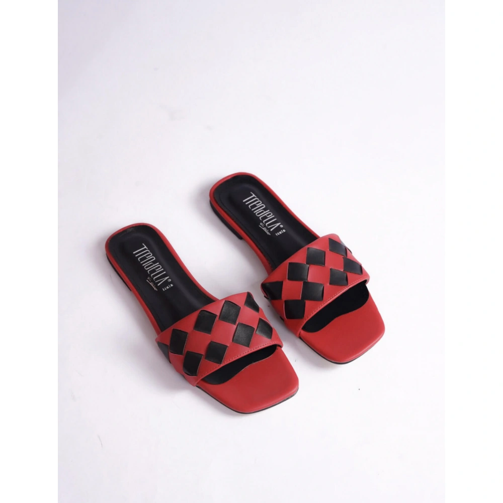 Kadın Kırmızı-Siyah Terlik