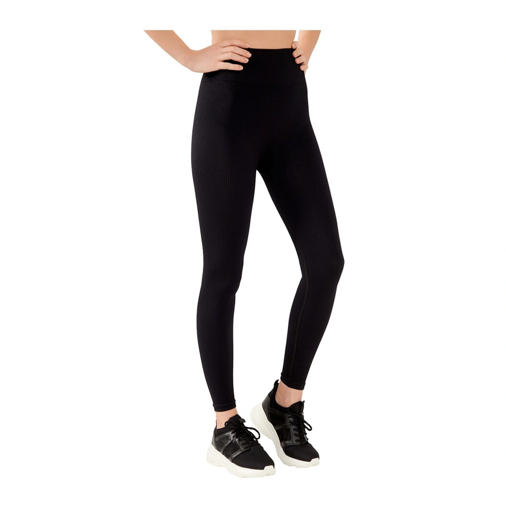 Kadın Siyah Fitilli Tayt