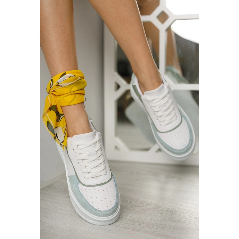 Kadın Yeşil /Beyaz Dolgu Topuklu Spor Ayakkabı