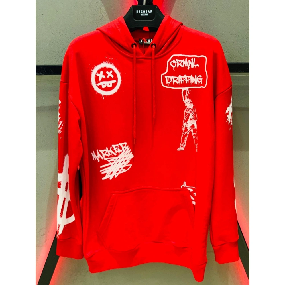 Kırmızı Kapüşonlu Erkek Sweatshirt